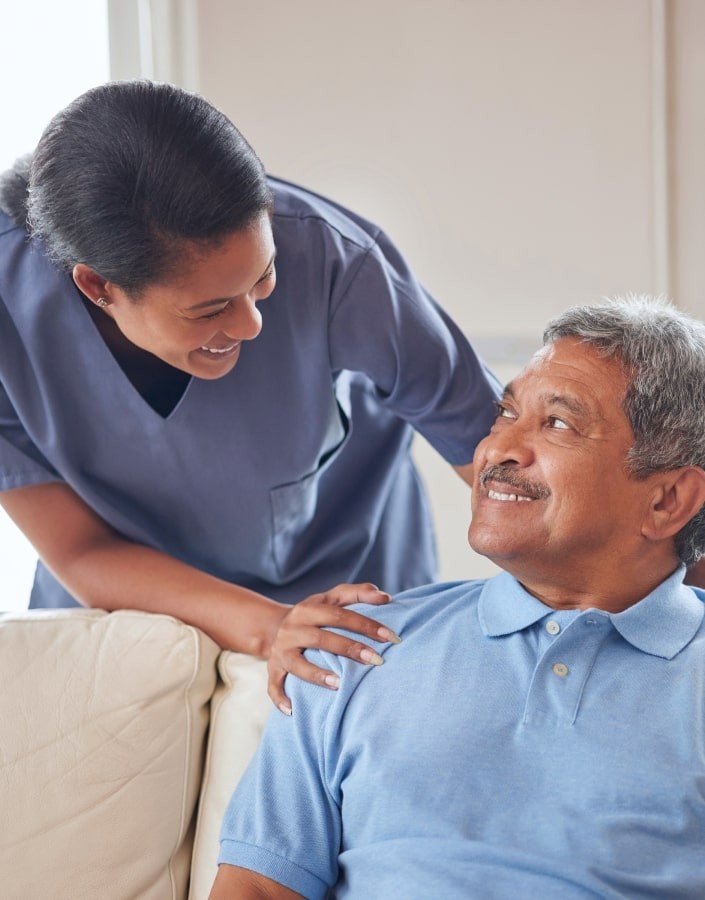 Happy Caregiver and Man